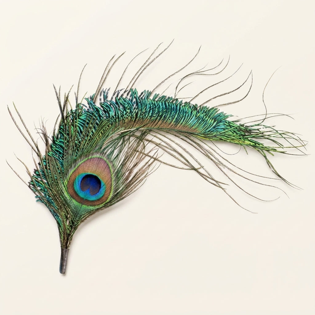 Curled Peacock Sword & Eye Feather Hat Pin