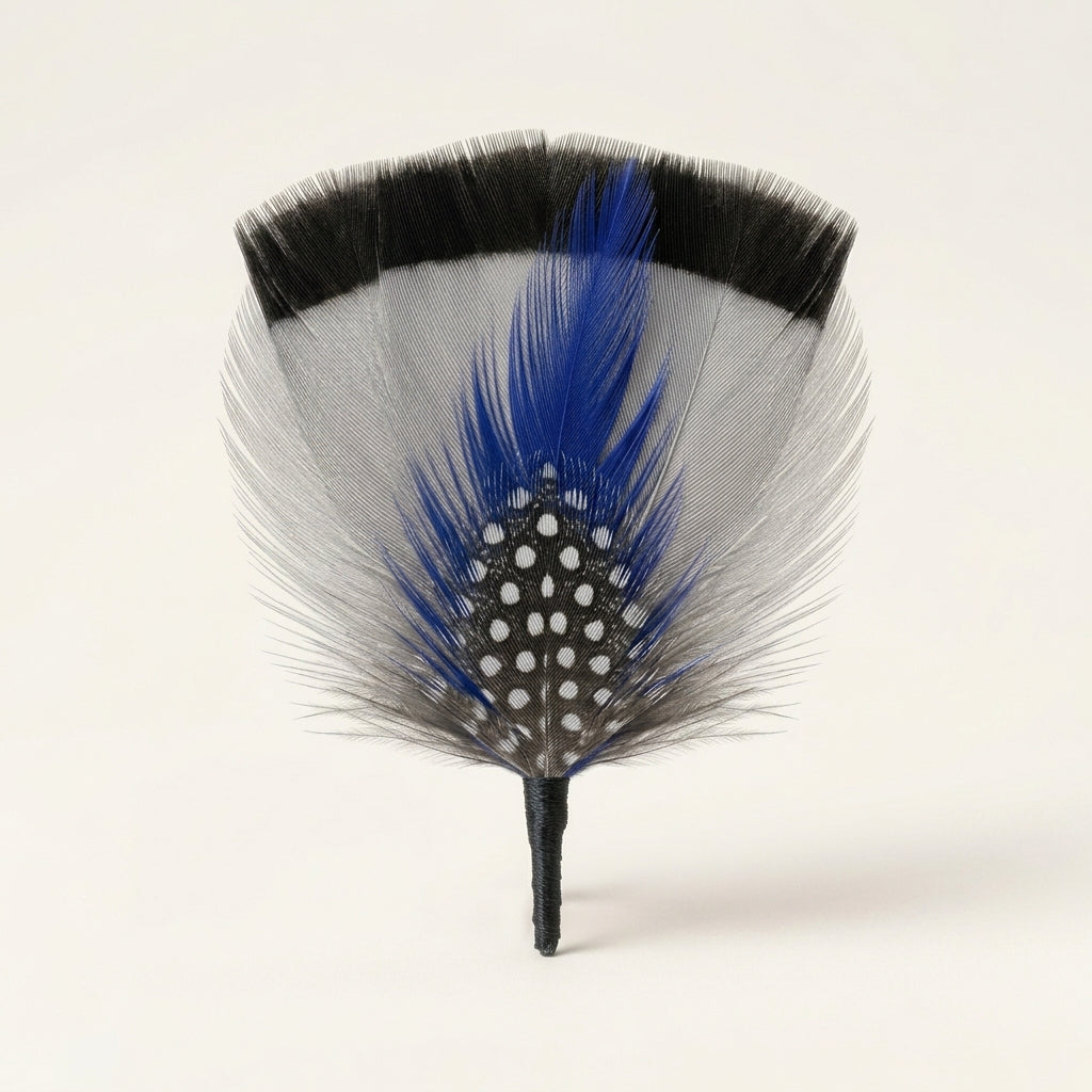 Turkey, Guinea & Coque Hackle Feather Hat Pin