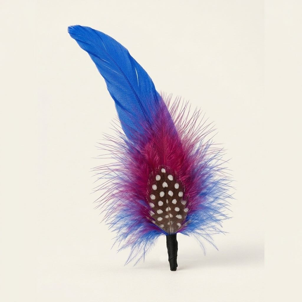 Coque, Turkey Marabou & Guinea Plumage Feather Hat Pin