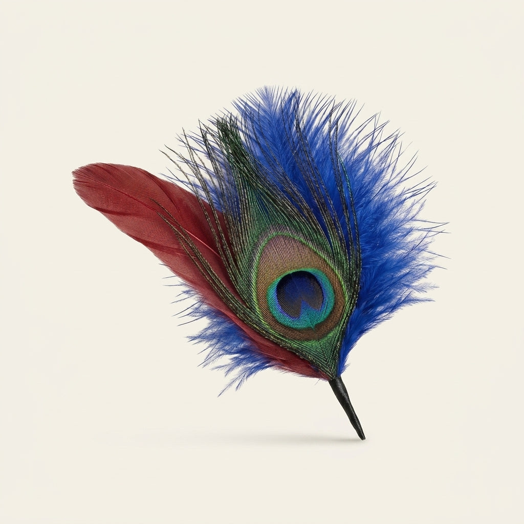 Coque, Turkey Marabou & Peacock Eye (Moon) Feather Hat Pin