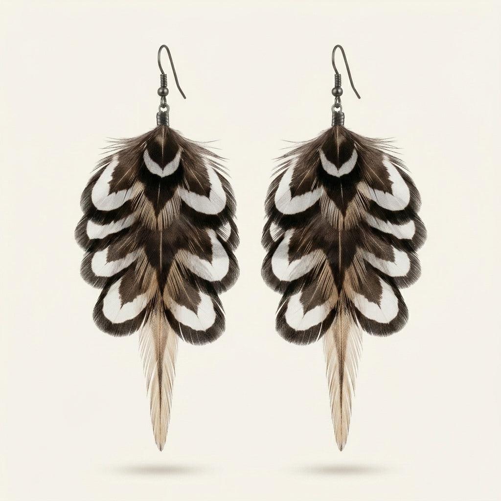 Reeves Pheasant & Coque Earrings