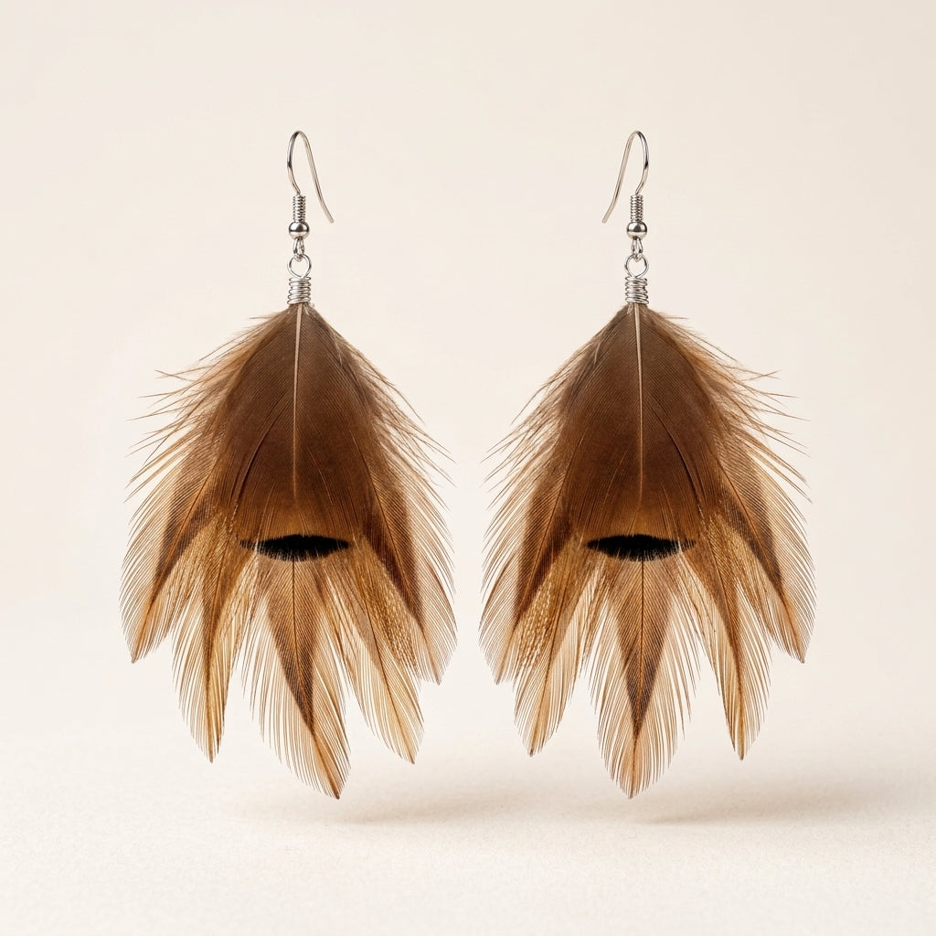 Ringneck Pheasant & Coque Earrings