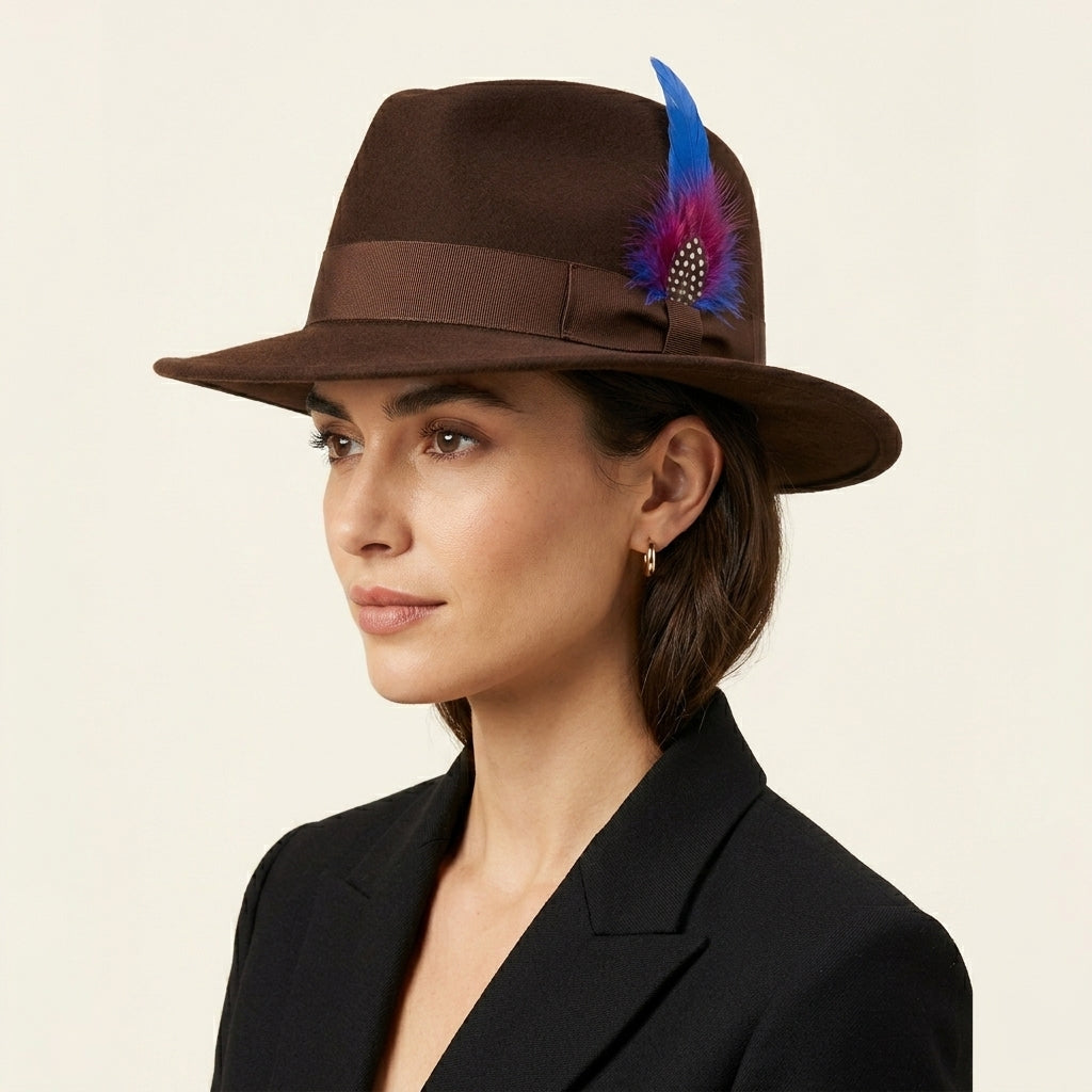Coque, Turkey Marabou & Guinea Plumage Feather Hat Pin