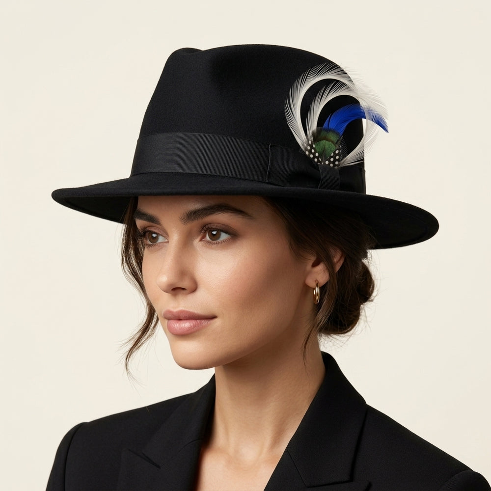 Goose Biot, Hackle, Pheasant & Guinea Feather Hat Pin