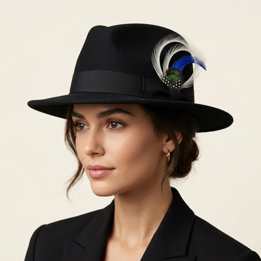 Goose Biot, Hackle, Pheasant & Guinea Feather Hat Pin