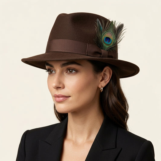 Miniature Peacock & Black Coque Feather Hat Pin