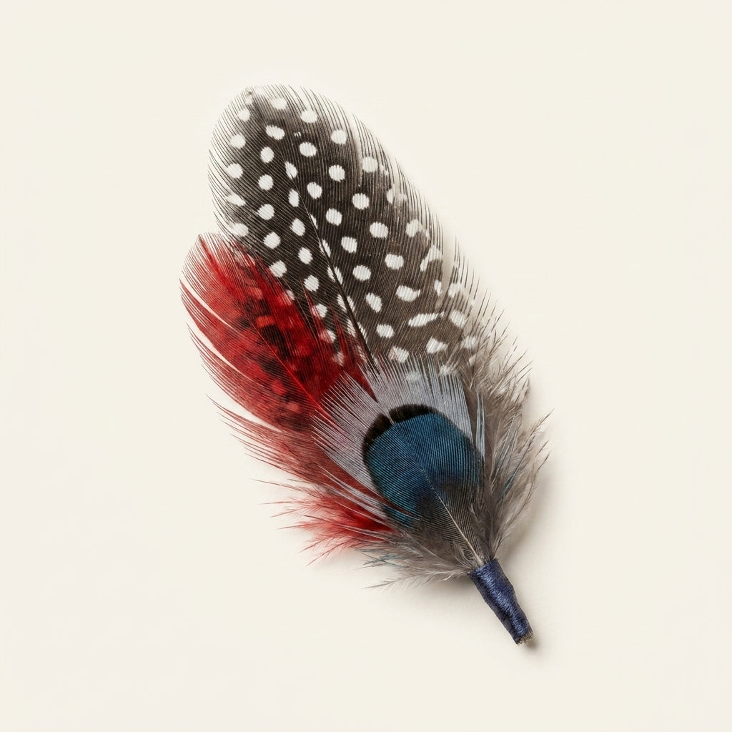 Coque Hackle, Guinea Quill, Turkey & Lady Amherst Pheasant Feather Hat Pin