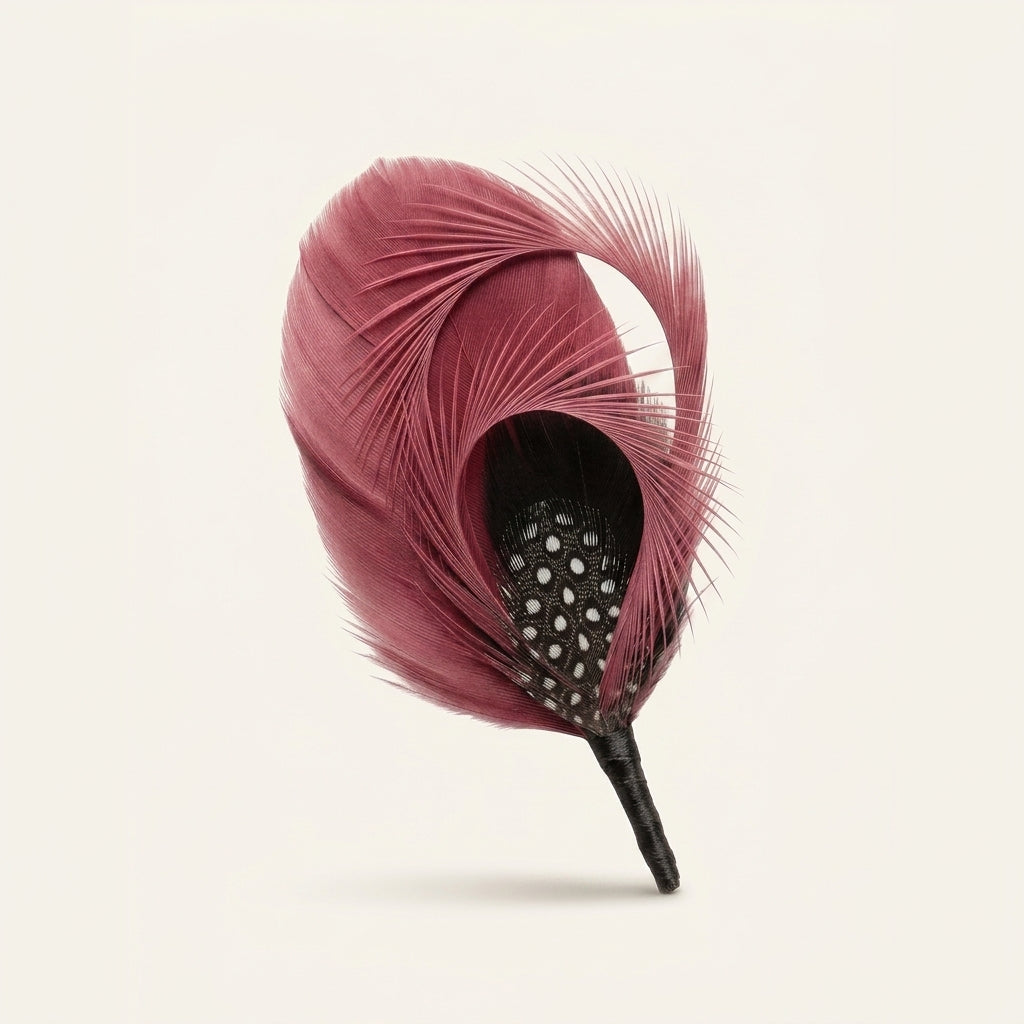 Curled Goose Biot, Coque Tail, Pheasant & Guinea Feather Hat Pin