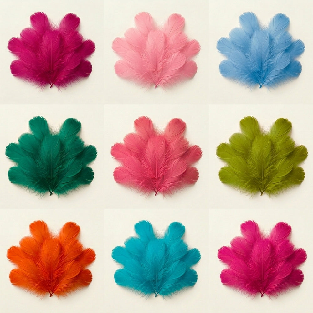 Bleached White & Dyed Goose “Coquille” Feathers – 1/2 Oz. Pack