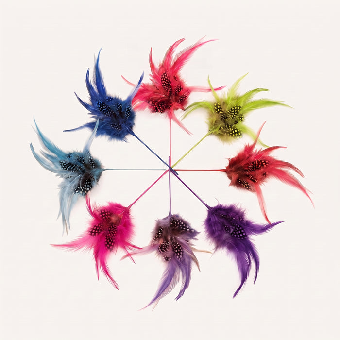 8” Feather Floral Pick – Coque & Guinea Plumage