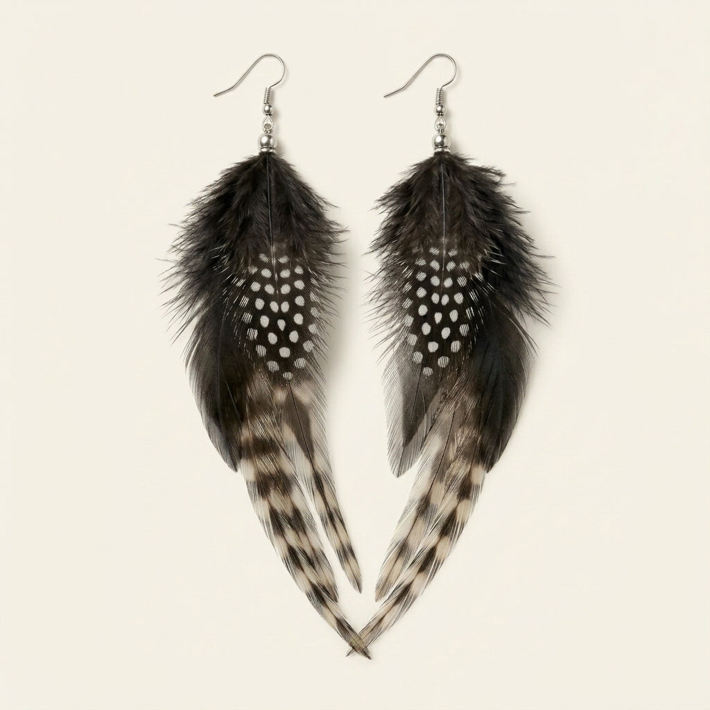 Guinea & Coque Chinchilla Earrings