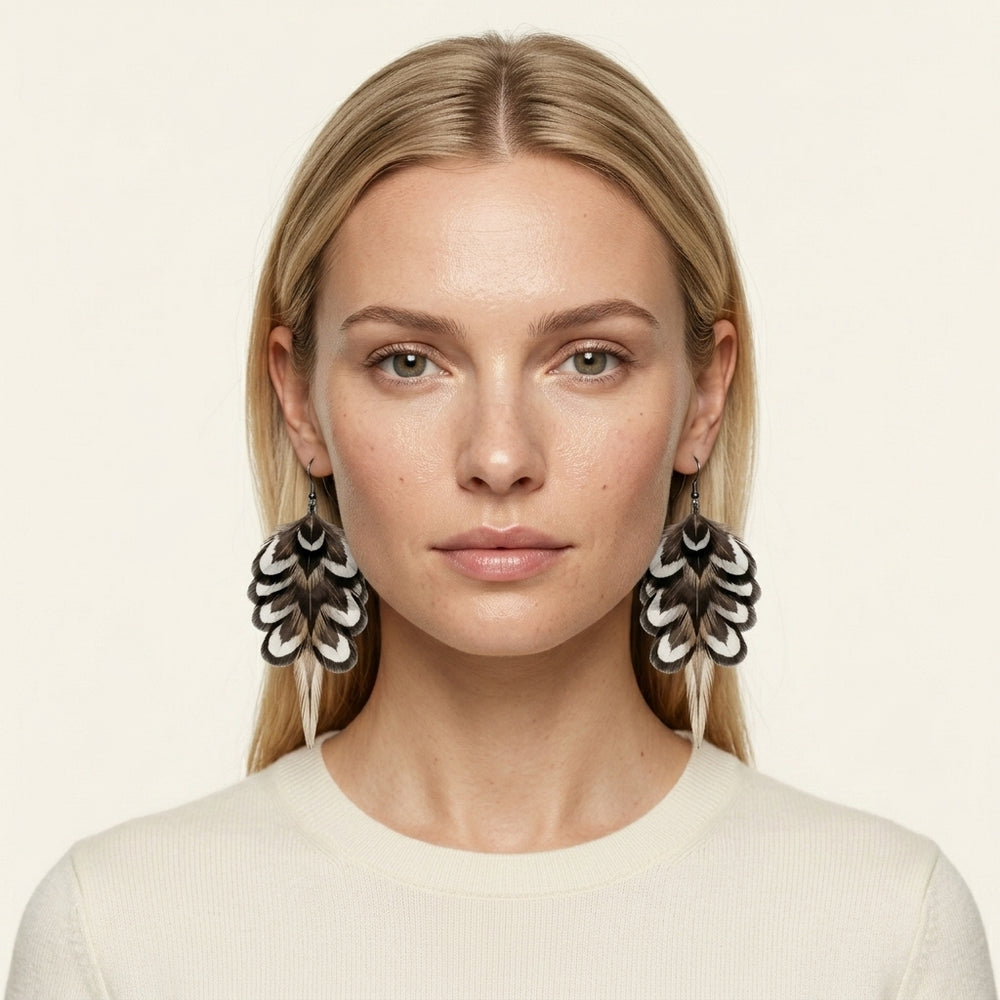 Reeves Pheasant & Coque Earrings