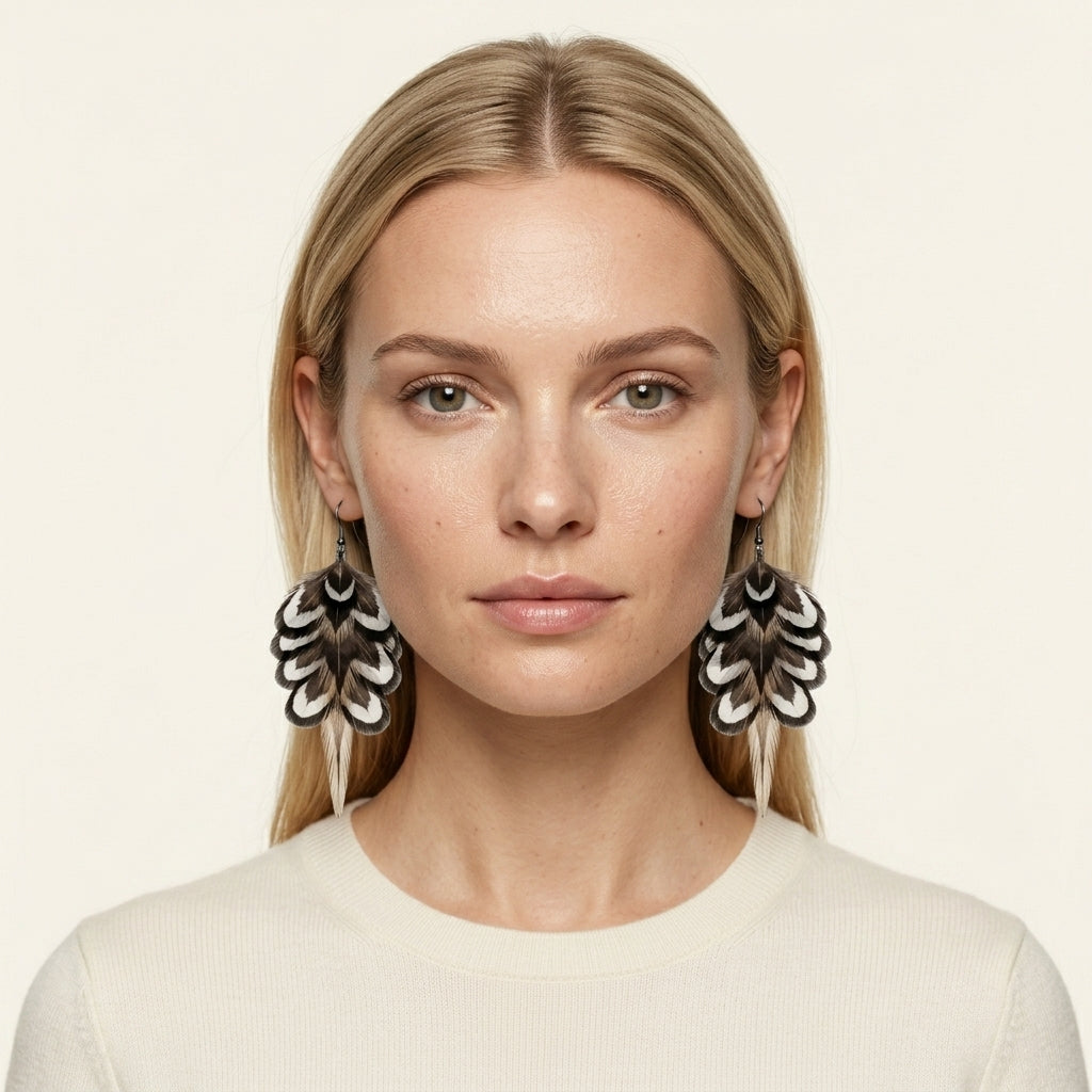 Reeves Pheasant & Coque Earrings