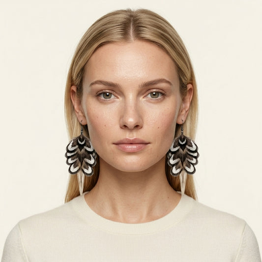 Reeves Pheasant & Coque Earrings