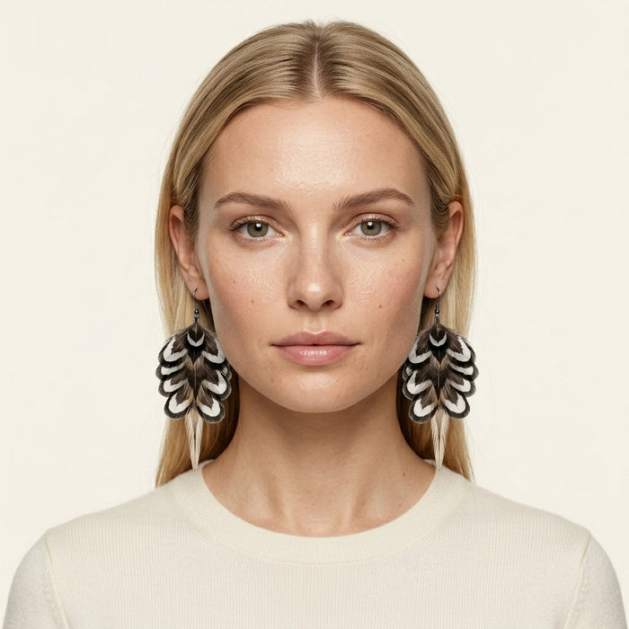 Reeves Pheasant & Coque Earrings
