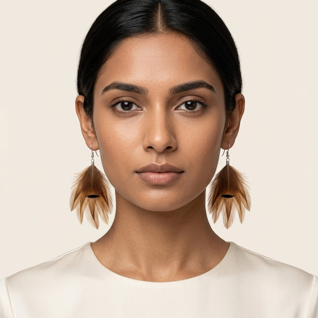 Ringneck Pheasant & Coque Earrings