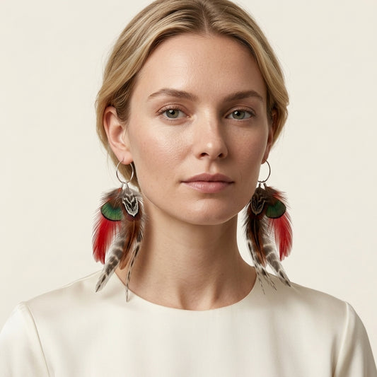 Coque & Pheasant Earrings