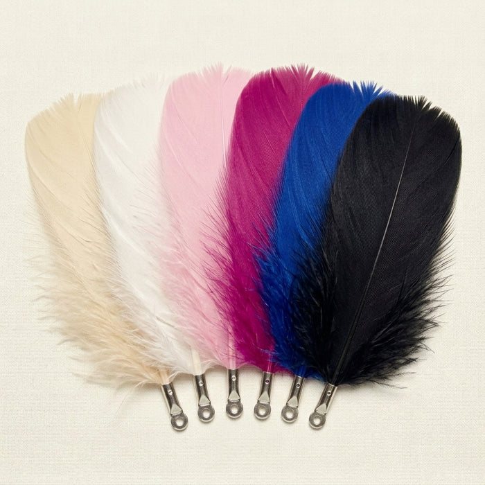 Dyed Turkey Plumage Feathers with Metal Fitting- 10 Pieces