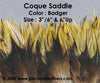 Natural Strung Badger Saddle Feathers +4" ½ Oz.