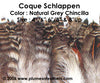 Natural Strung Grey Chinchilla Schlappen Feathers +4" ½ Oz.