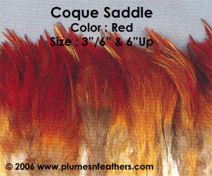 Natural Strung Red Brown Saddle Feathers +4" ½ Oz.